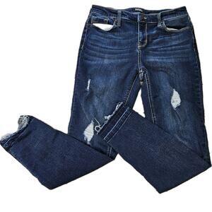 Buffalo David Bitton Jess Jeans Sz 6/28 Rip & Repair Mid-Rise Skinny Raw Hem